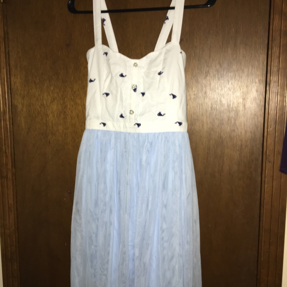 Never Worn White and Blue Whale Patterned Dress